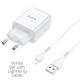 Travel Charger - 2.1A 1x USB plug + IPHONE lightning cable N2 set white